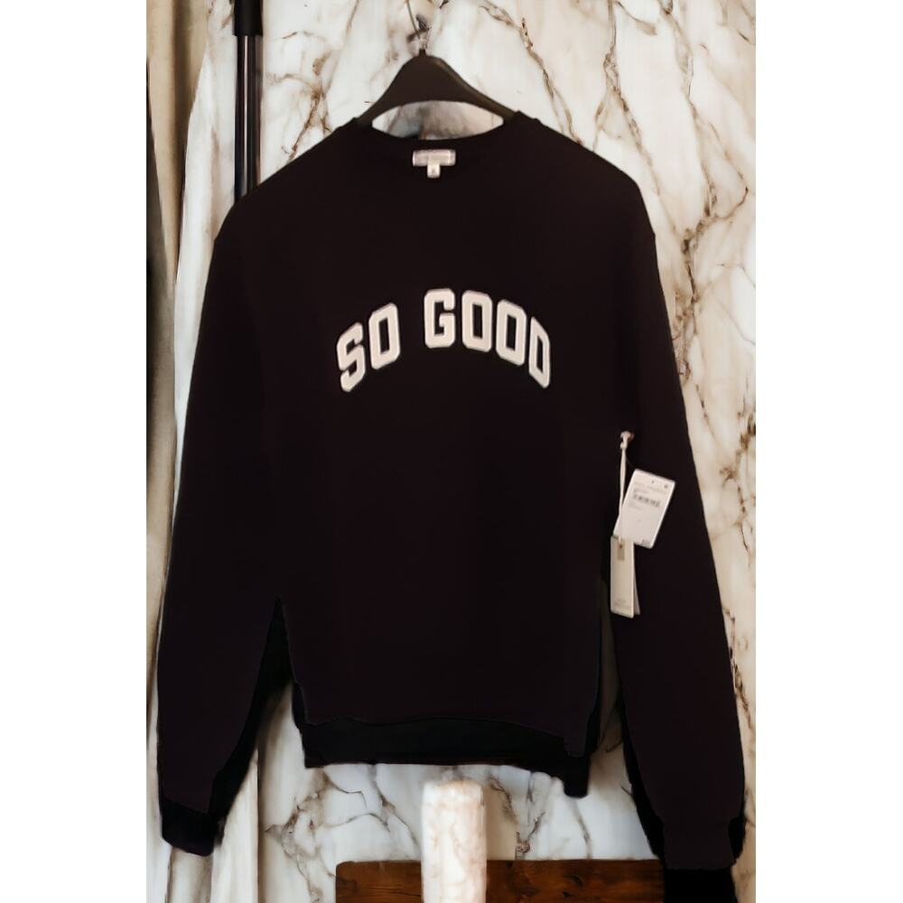 NWT - Good American Black So Good Crewneck Sweatshirt Size: 2